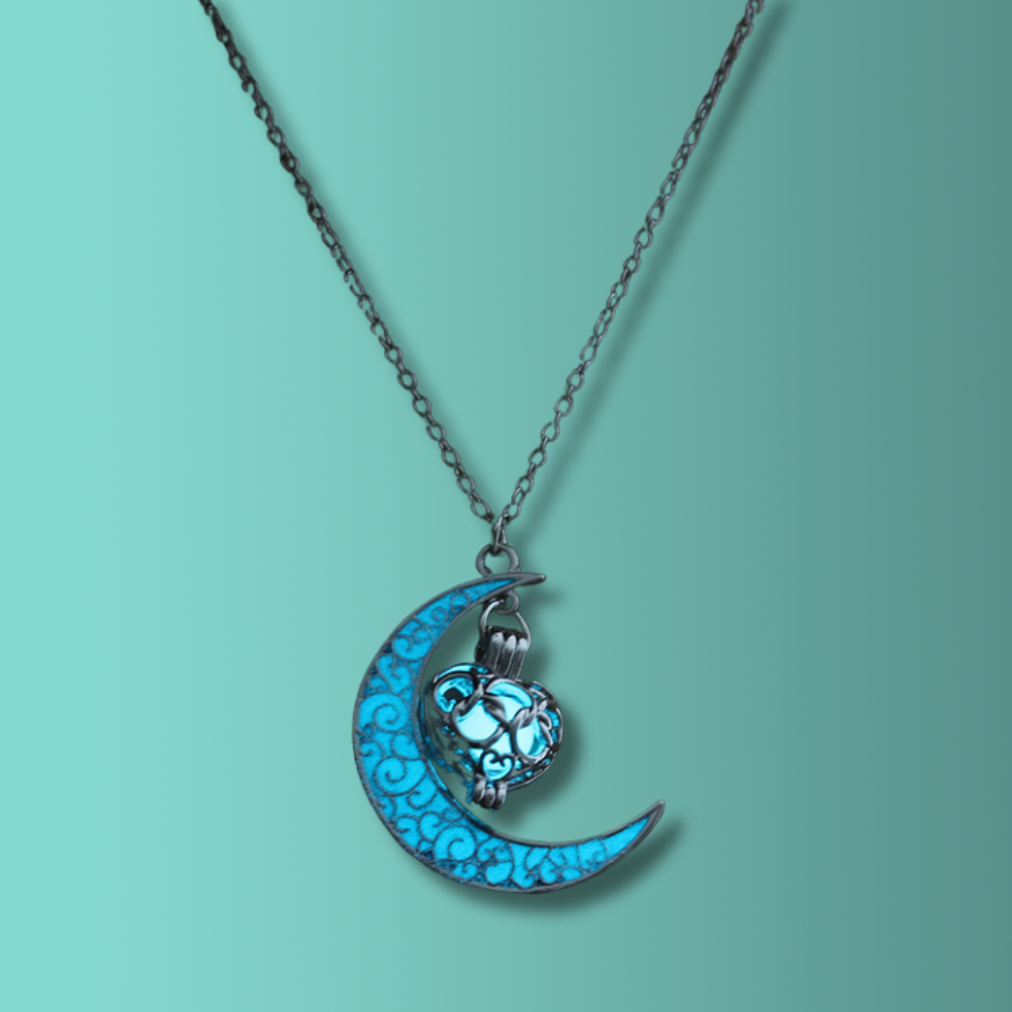 Luminous Aqua Moon Pendant